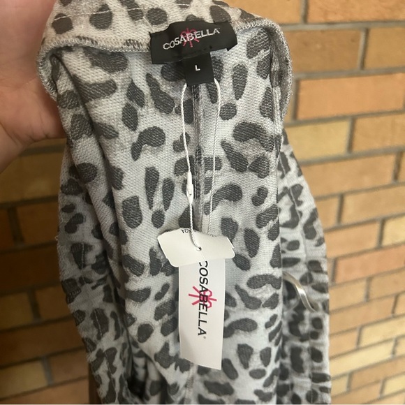 NWT Cosabella Grey Leopard Print Drawstring Pajama Lounge Shorts Size Large - Picture 3 of 4